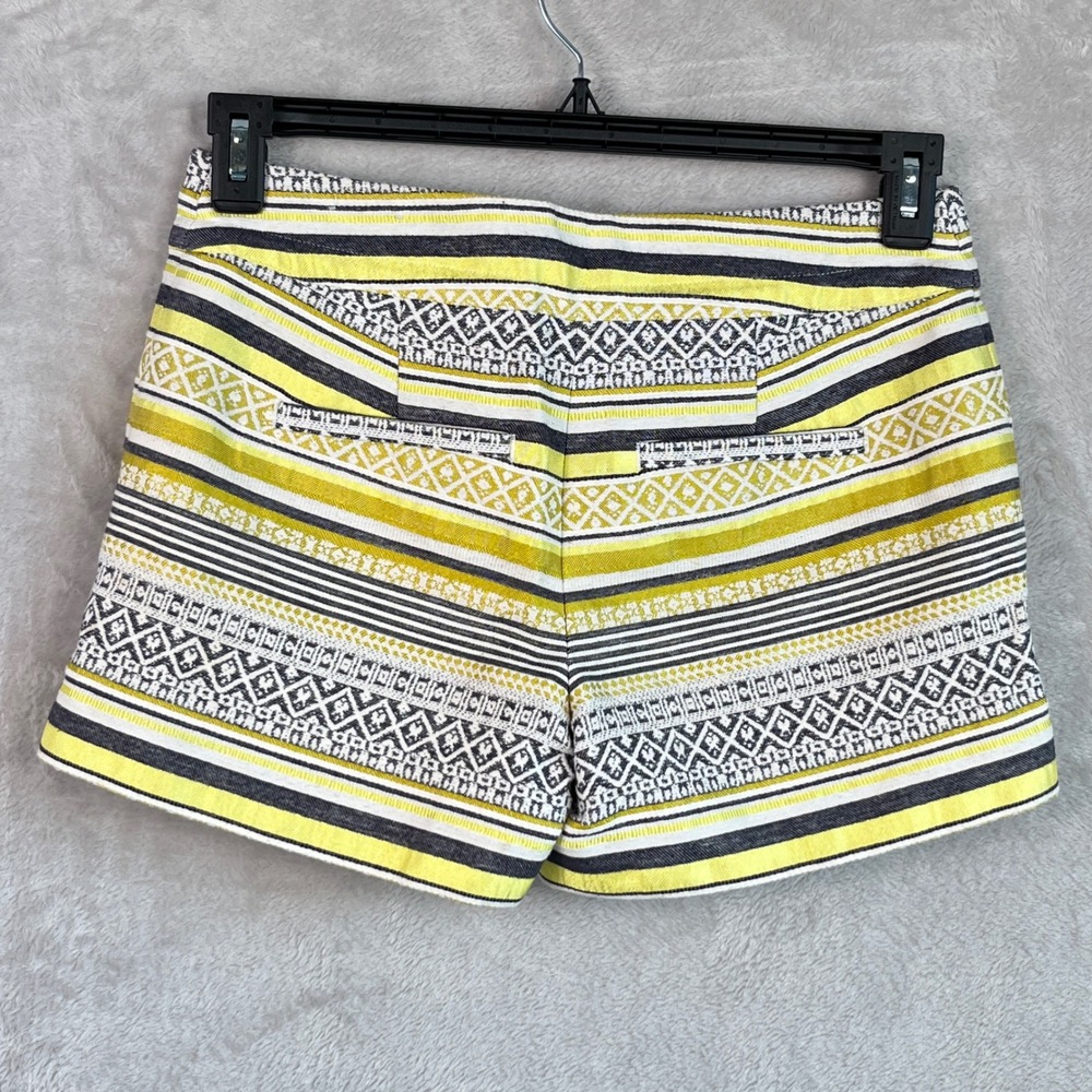 Boho Shorts Tassels 00 S Ann Taylor Loft Yellow Striped Festival Beachy Coastal - Picture 2 of 10